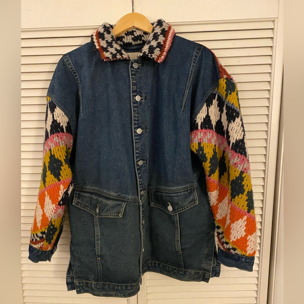 Pilcro Crochet Denim Sweater Jacket - Picture 2 of 11